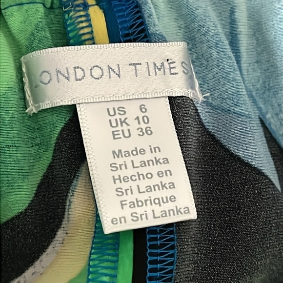 London Times On Off Shoulder Ruffle Multi Floral Tropical Mini Dress Sz 6 Resort - Picture 13 of 15